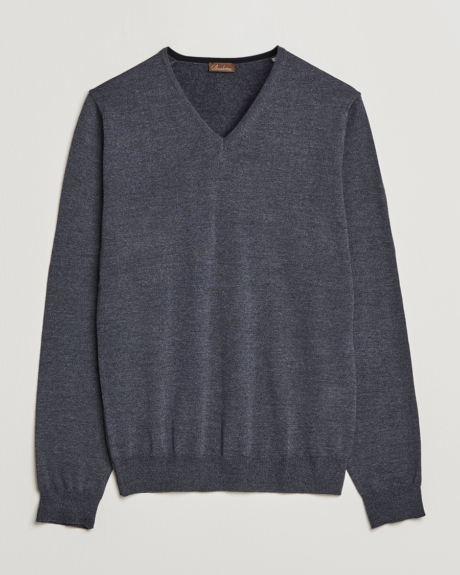Herre | Gensere | Stenströms | Merino V-Neck Anthracite