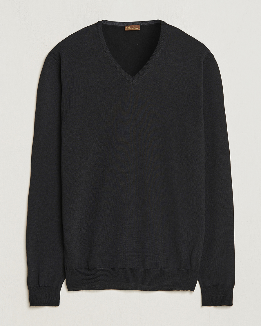 Herre | Gensere | Stenströms | Merino V-Neck Black