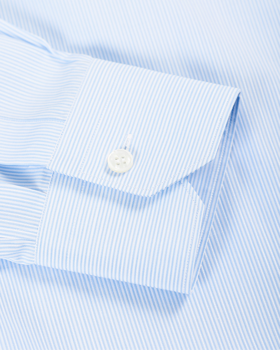 Herre | Skjorter | Brioni | Slim Fit Micro Striped Dress Shirt Light Blue