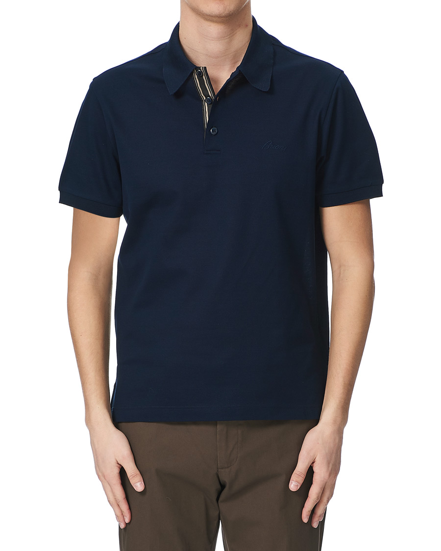 Herre | Pikéer | Brioni | Contrast Placket Polo Piquet Navy