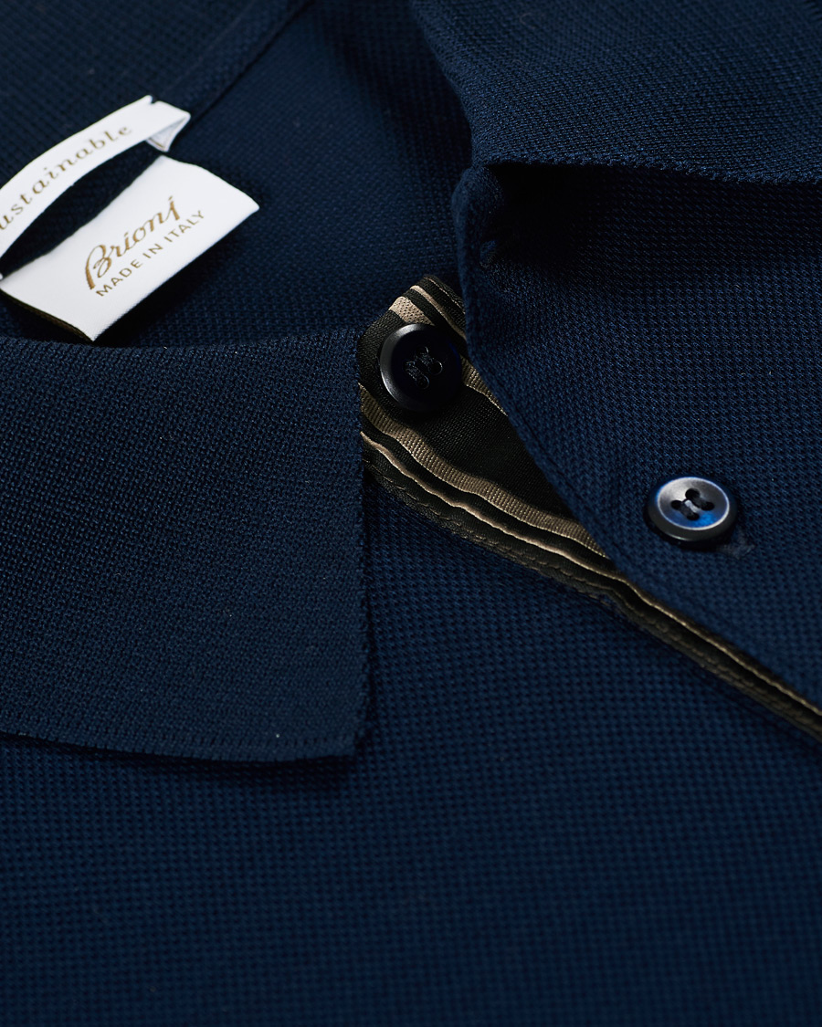 Herre | Pikéer | Brioni | Contrast Placket Polo Piquet Navy