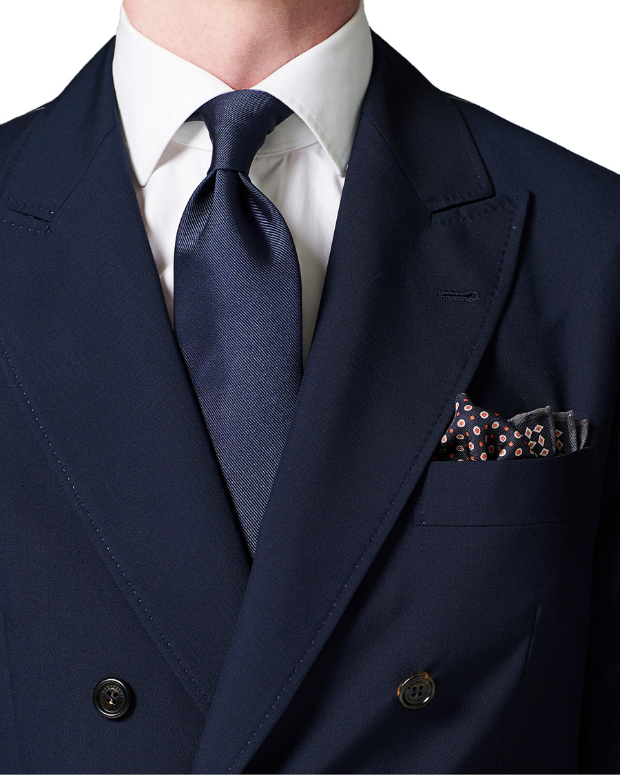 Herre | Brioni Hand Rolled Silk Pochette Navy | Brioni | Hand Rolled Silk Pochette Navy