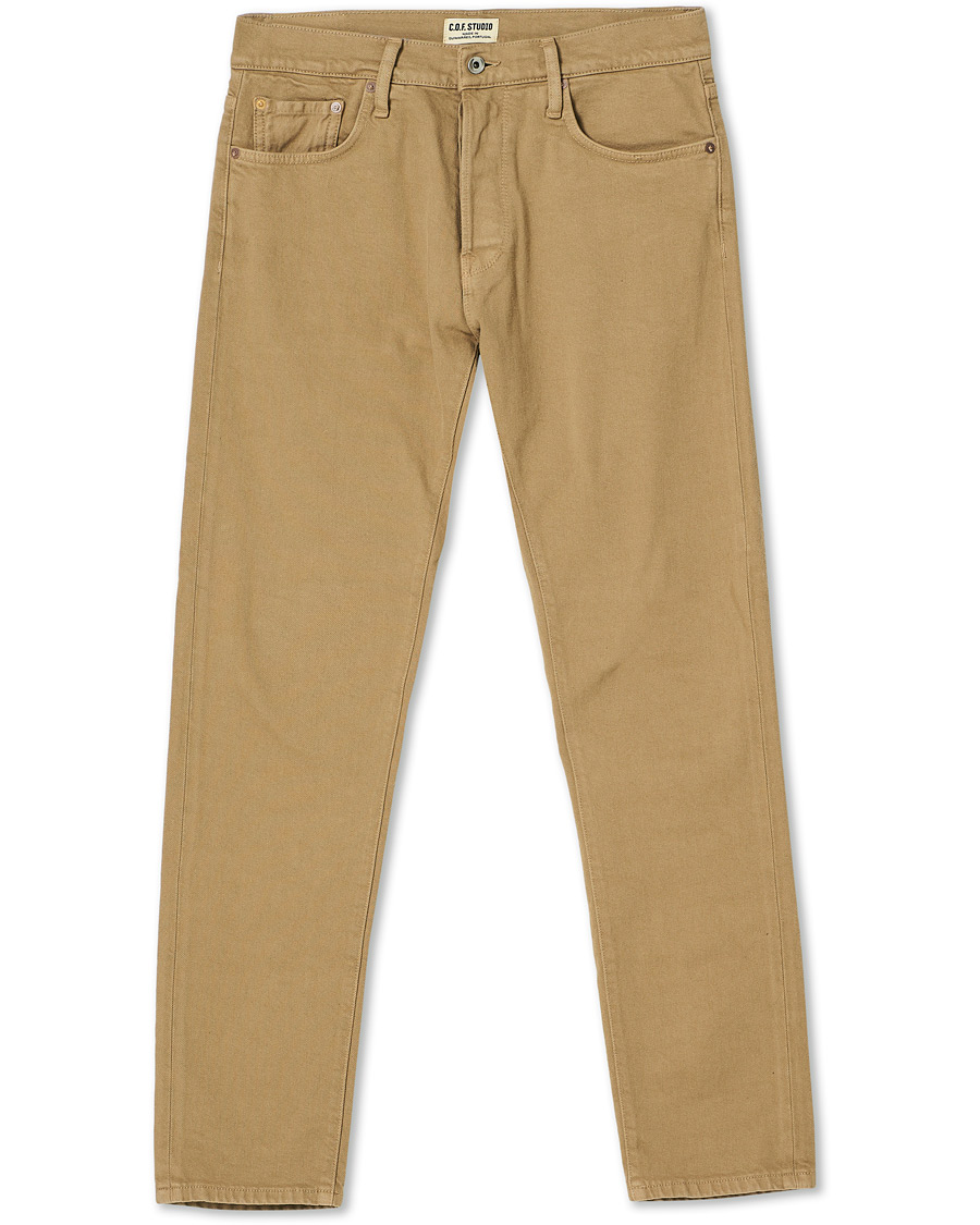 Herre | Jeans | C.O.F. Studio | M7 Tapered Organic Cotton Stretch Jeans Khaki Beige