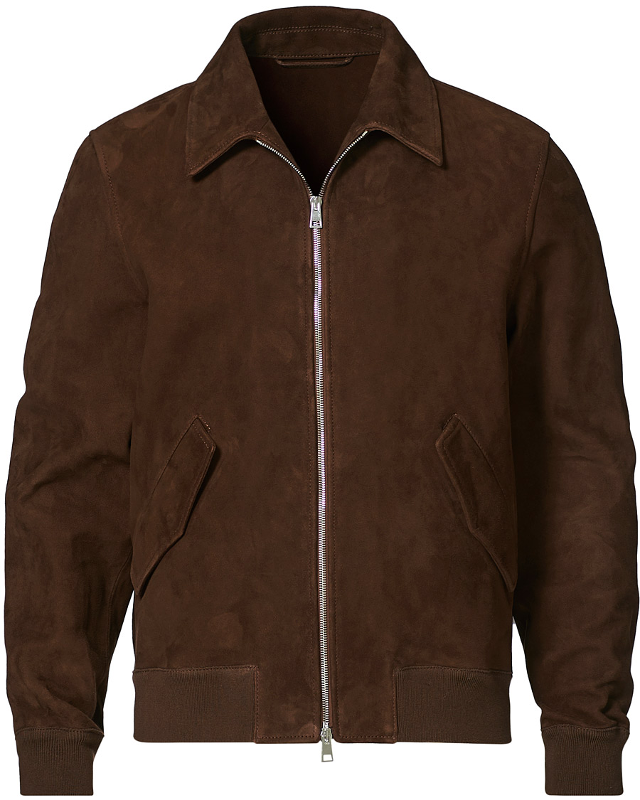 Herre | Jakker | Valstar | Suede Zip Blouson Dark Brown