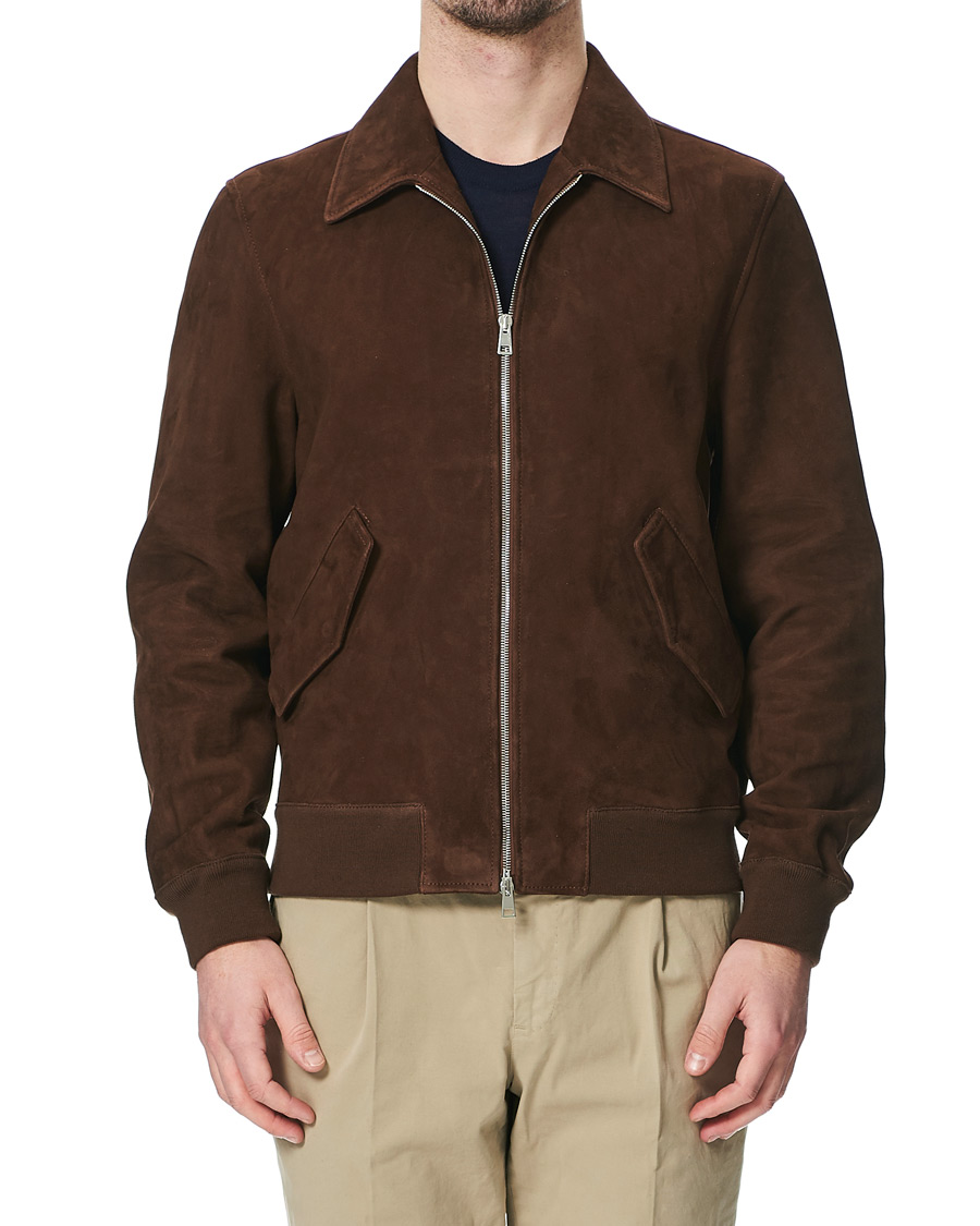 Herre | Jakker | Valstar | Suede Zip Blouson Dark Brown