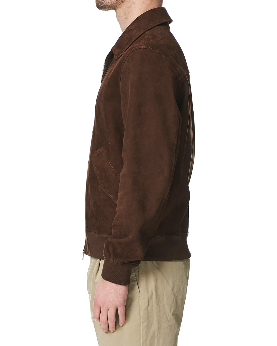 Herre | Jakker | Valstar | Suede Zip Blouson Dark Brown