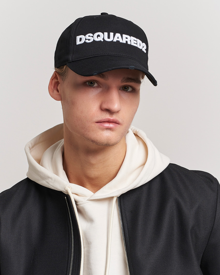 Herre | Dsquared2 Lettering Logo Baseball Cap Black/White | Dsquared2 | Lettering Logo Baseball Cap Black/White