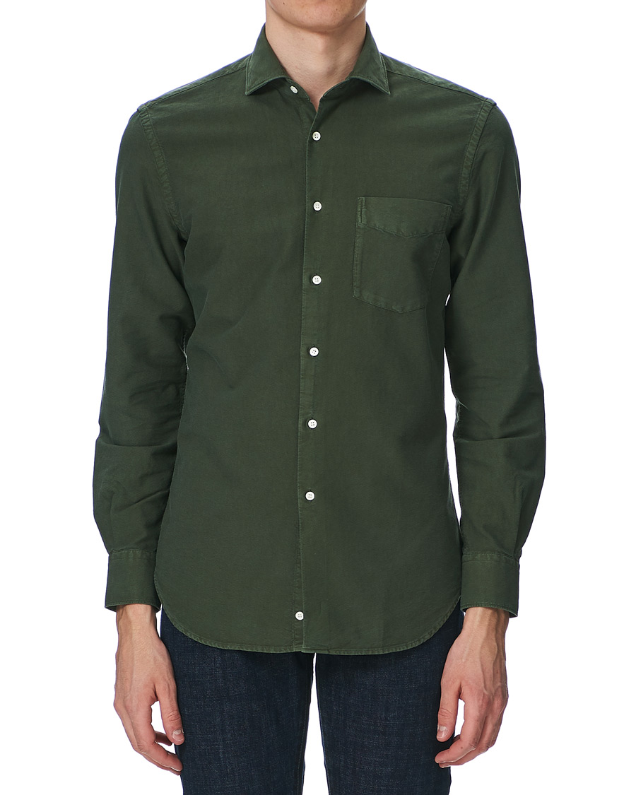 Herre | Skjorter | Aspesi | Regular Dyed Linen Shirt Washed Green