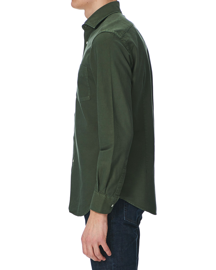 Herre | Skjorter | Aspesi | Regular Dyed Linen Shirt Washed Green