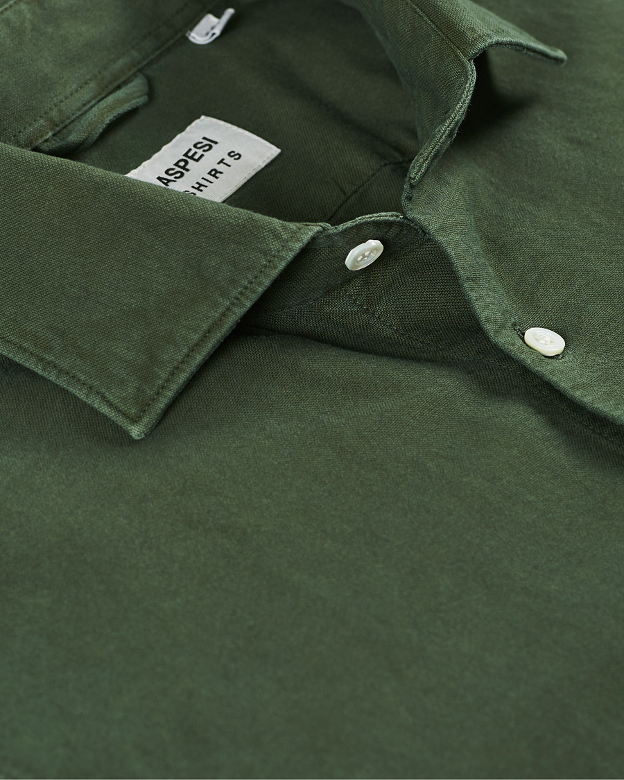 Herre | Skjorter | Aspesi | Regular Dyed Linen Shirt Washed Green