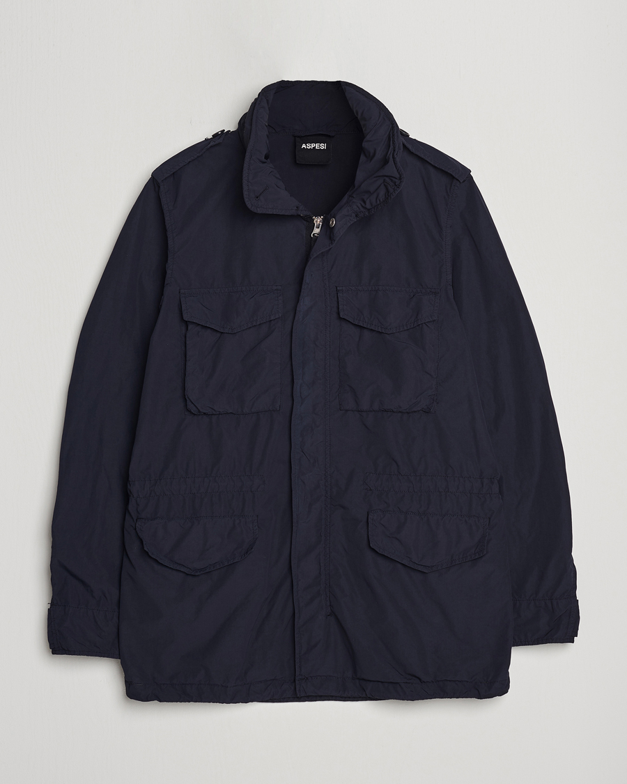 Herre | Jakker | Aspesi | Giubotto Garment Dyed Field Jacket Navy
