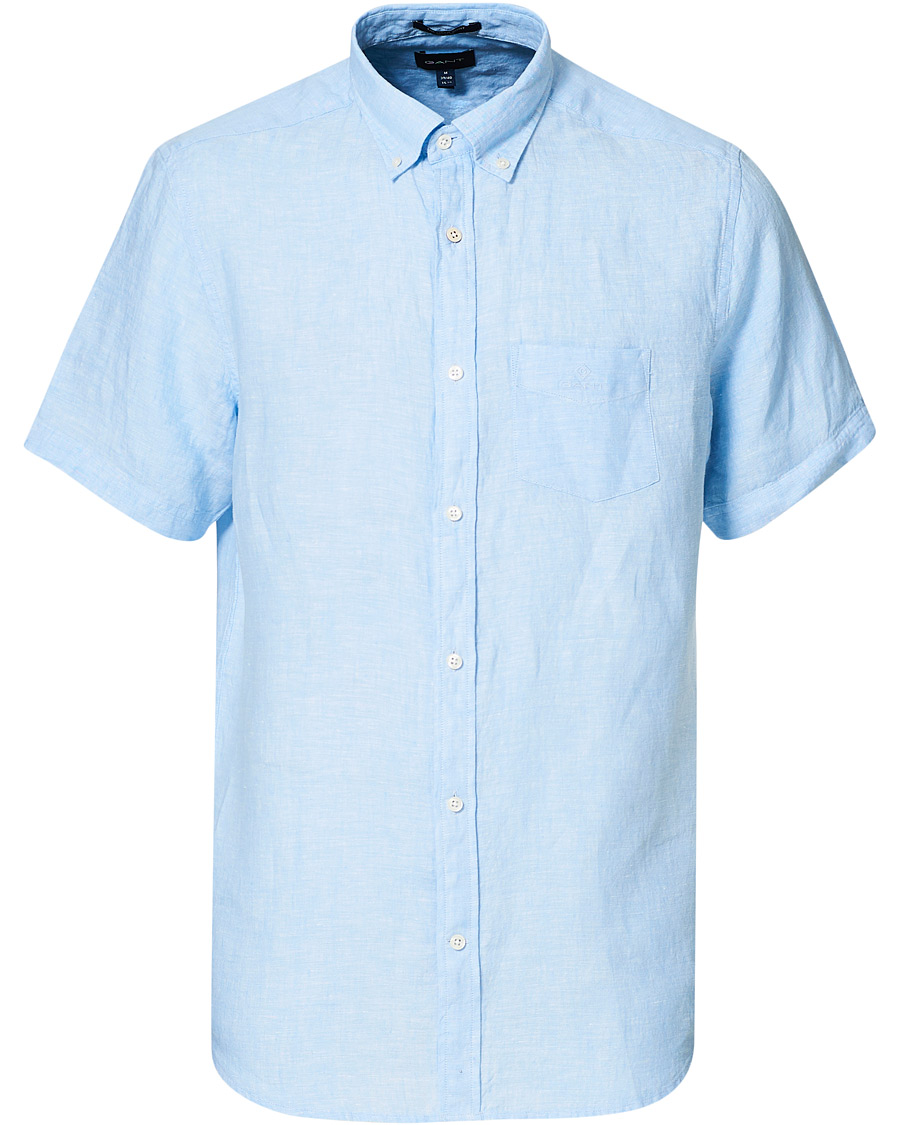 Herre | Skjorter | GANT | Regular Fit Linen Short Sleeve Shirt Capri Blue