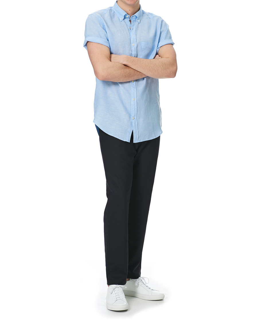 Herre | Skjorter | GANT | Regular Fit Linen Short Sleeve Shirt Capri Blue