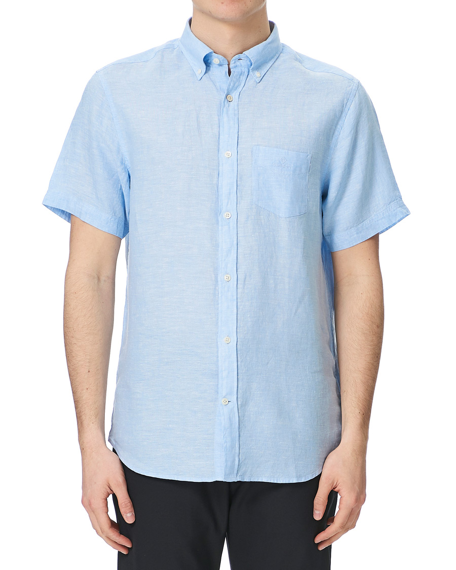 Herre | Skjorter | GANT | Regular Fit Linen Short Sleeve Shirt Capri Blue