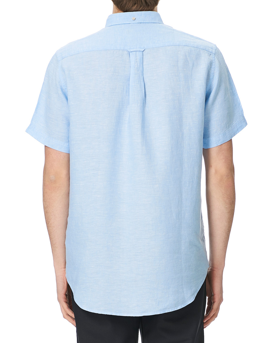 Herre | Skjorter | GANT | Regular Fit Linen Short Sleeve Shirt Capri Blue