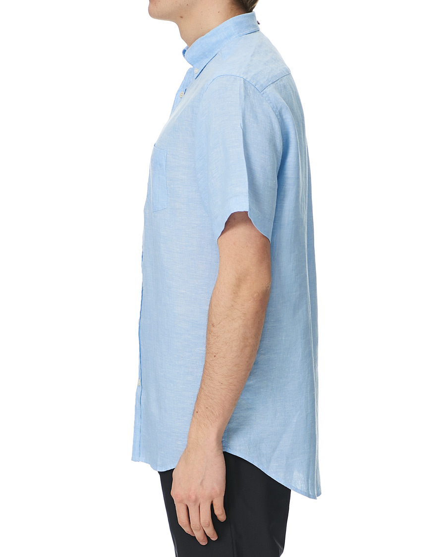 Herre | Skjorter | GANT | Regular Fit Linen Short Sleeve Shirt Capri Blue
