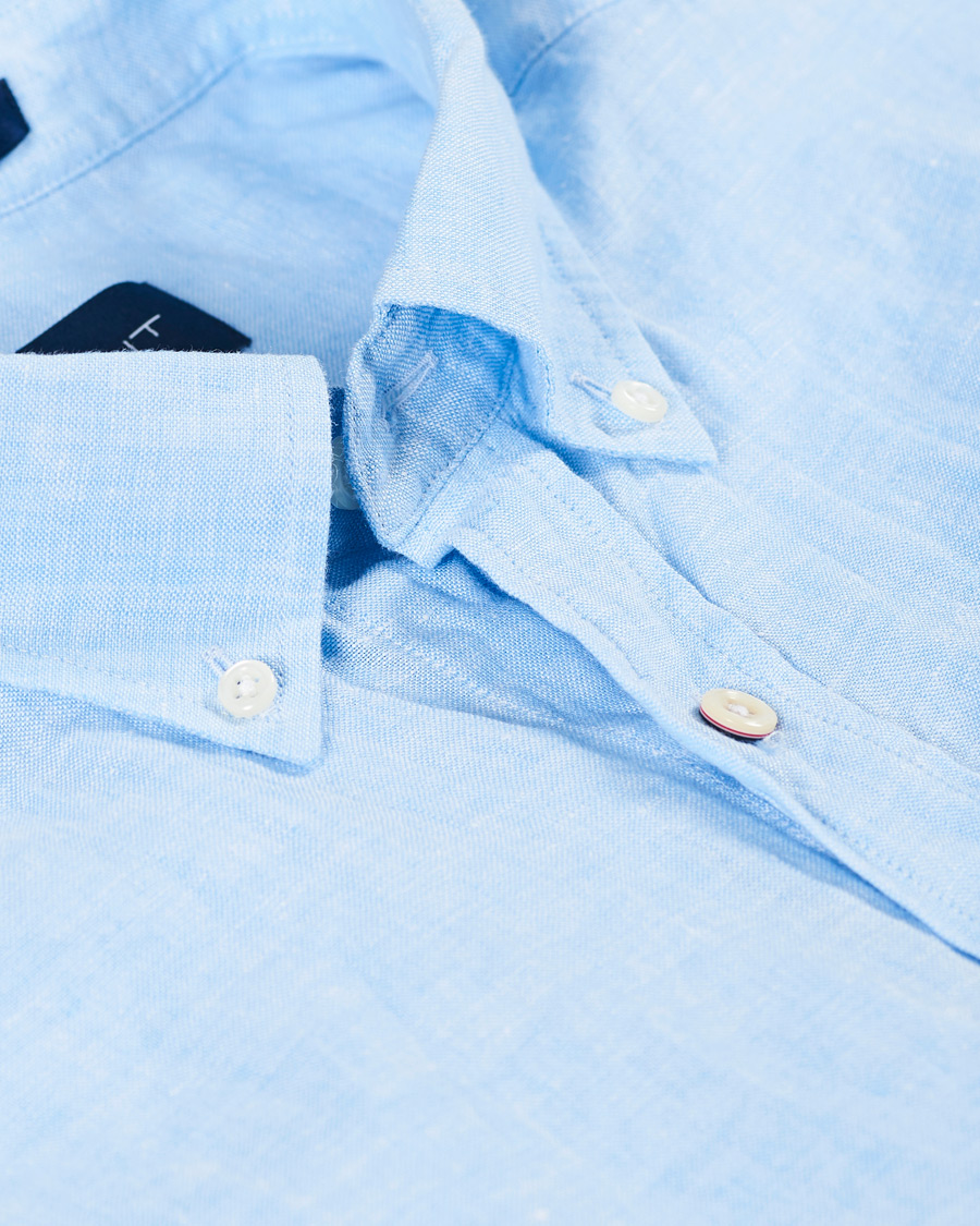 Herre | Skjorter | GANT | Regular Fit Linen Short Sleeve Shirt Capri Blue