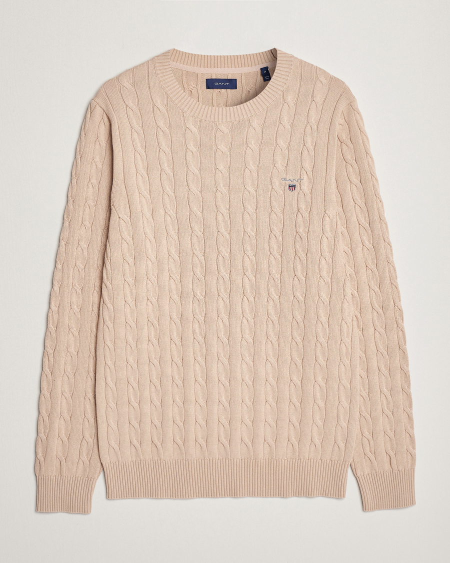 Herre | Gensere | GANT | Cotton Cable Crew Neck Dry Sand