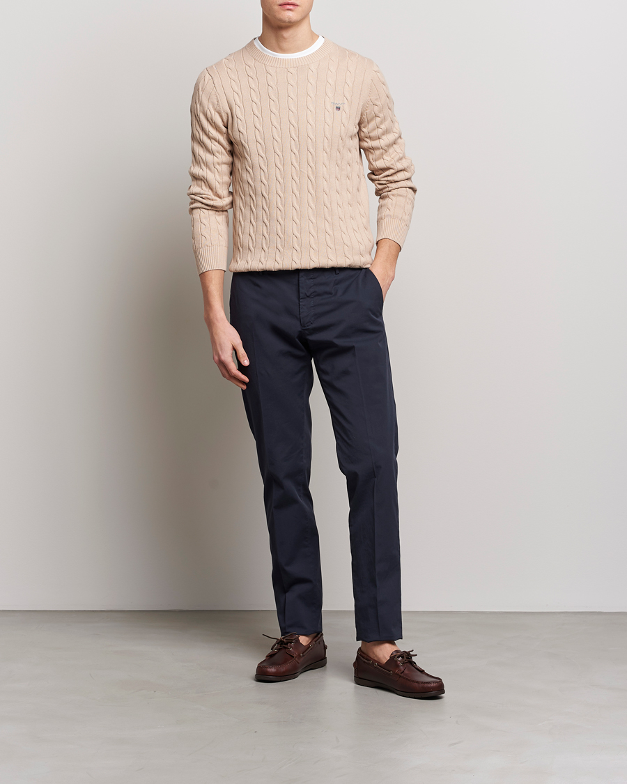 Herre | Gensere | GANT | Cotton Cable Crew Neck Dry Sand