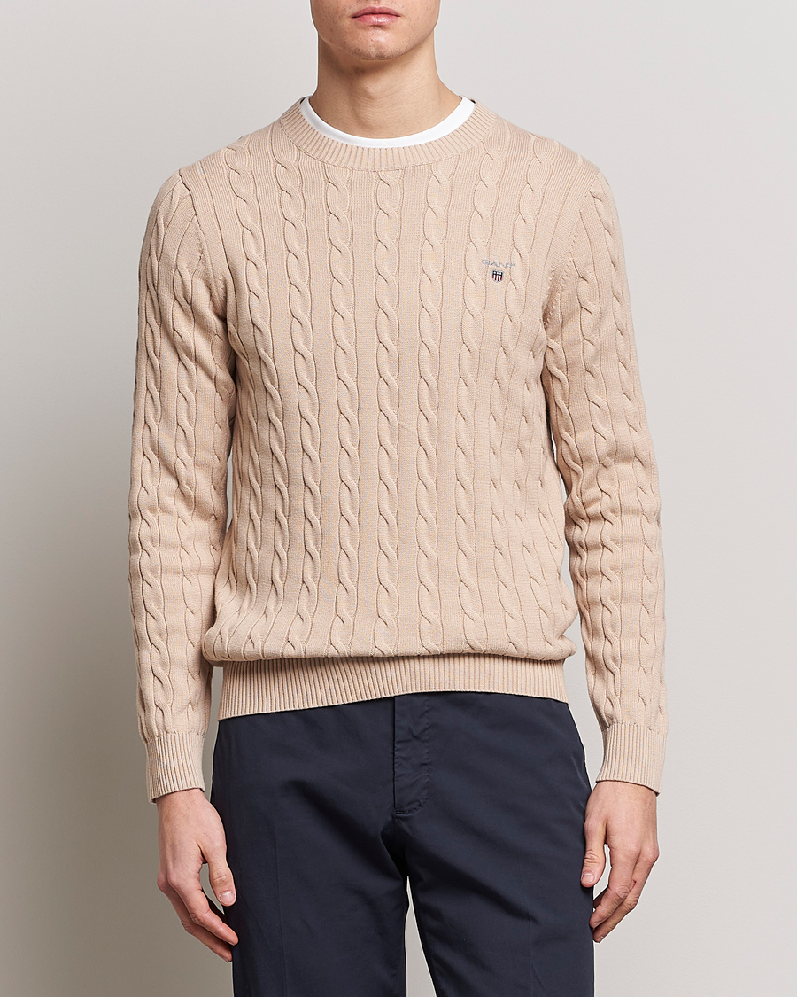 Herre | Gensere | GANT | Cotton Cable Crew Neck Dry Sand