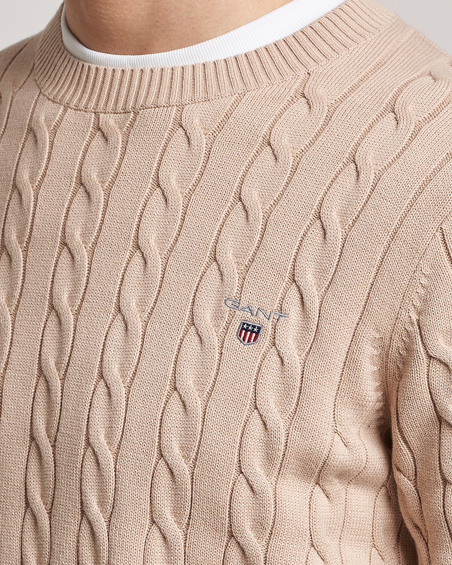 Herre | Gensere | GANT | Cotton Cable Crew Neck Dry Sand