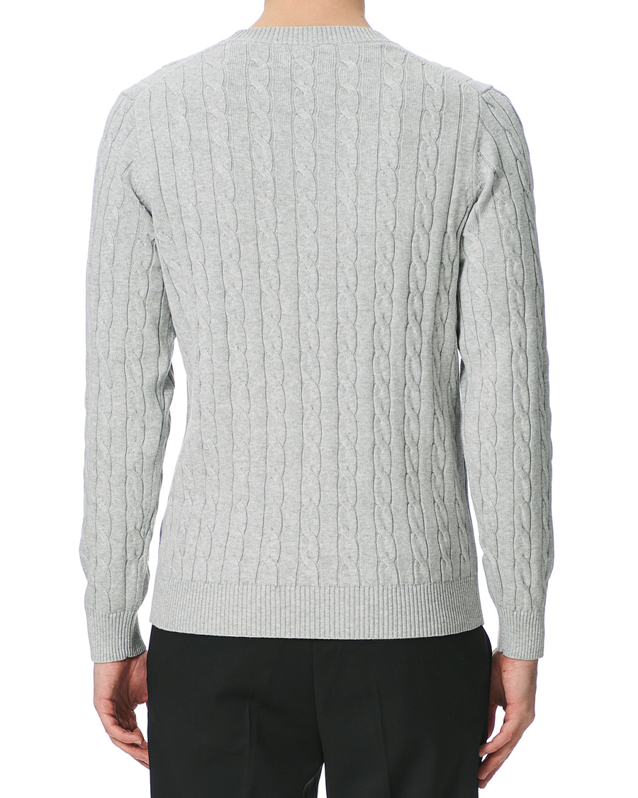 Herre | Gensere | GANT | Cotton Cable Crew Neck Pullover Light Grey Melange