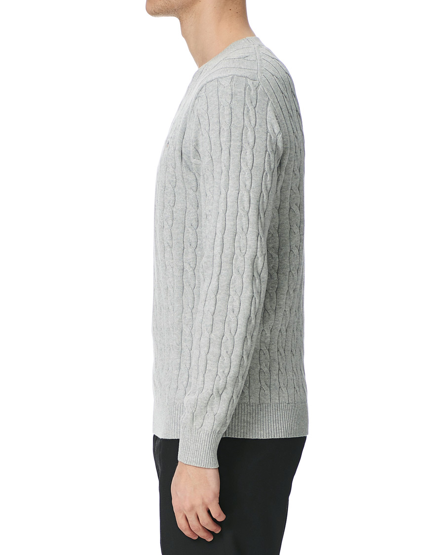 Herre | Gensere | GANT | Cotton Cable Crew Neck Pullover Light Grey Melange