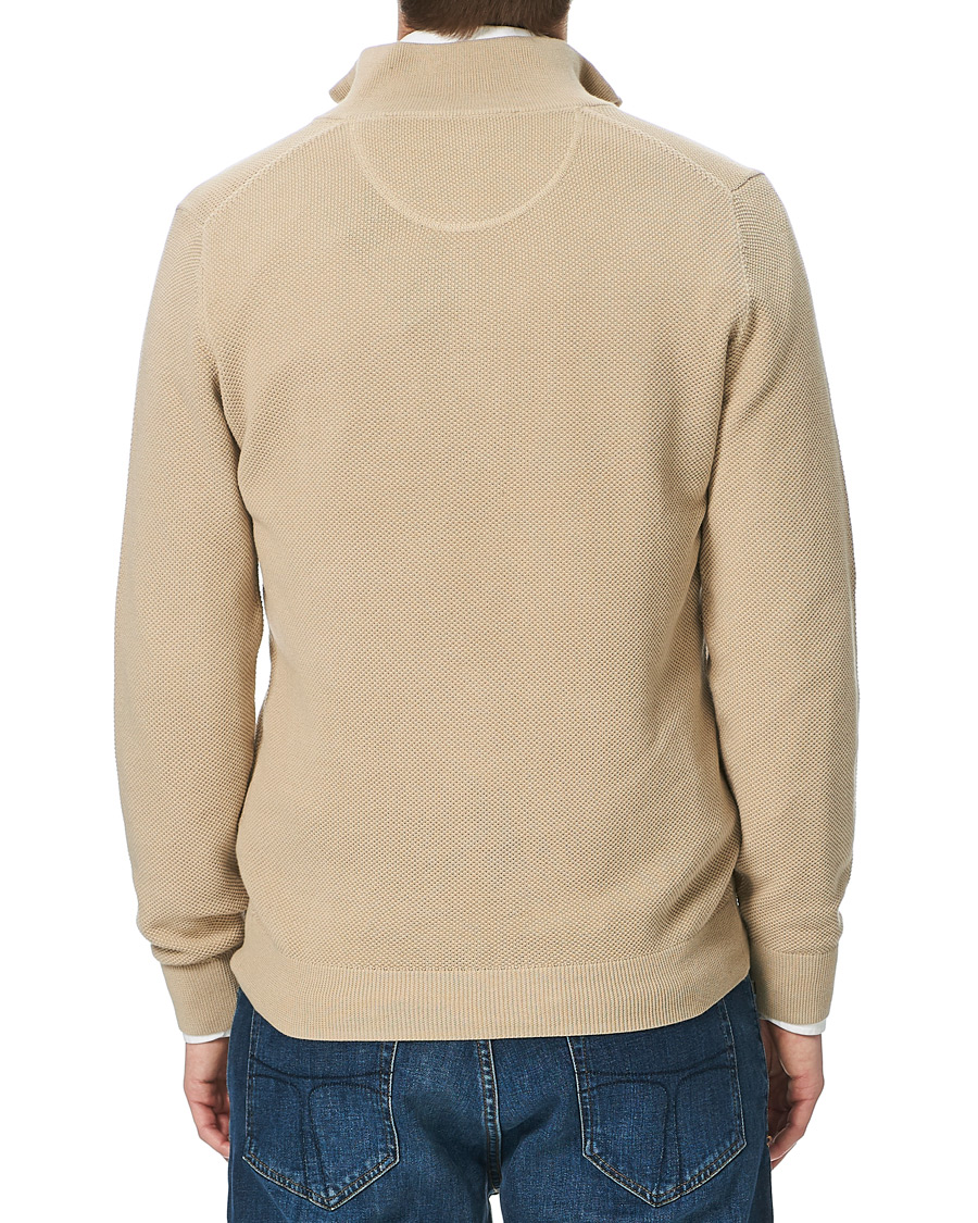 Herre | Gensere | GANT | Cotton Pique Half-Zip Sweater Dry Sand