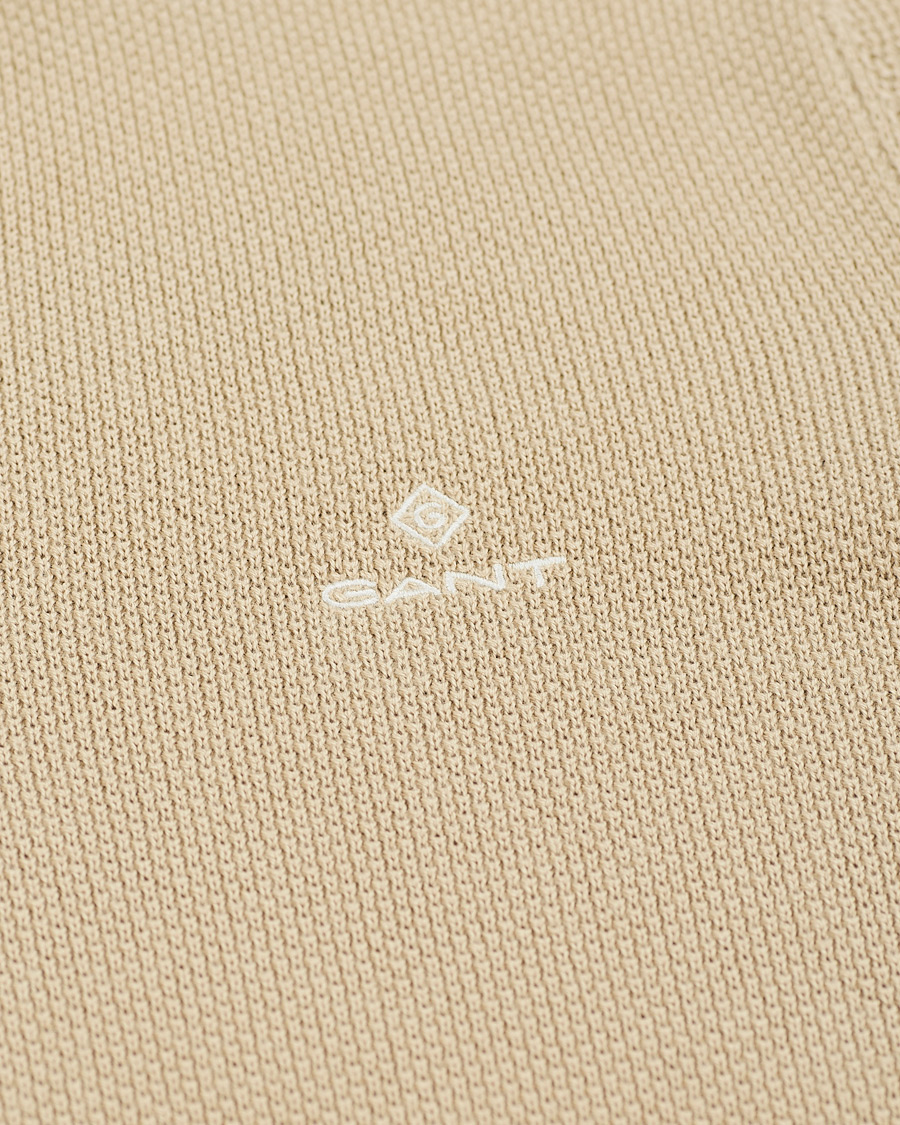 Herre | Gensere | GANT | Cotton Pique Half-Zip Sweater Dry Sand