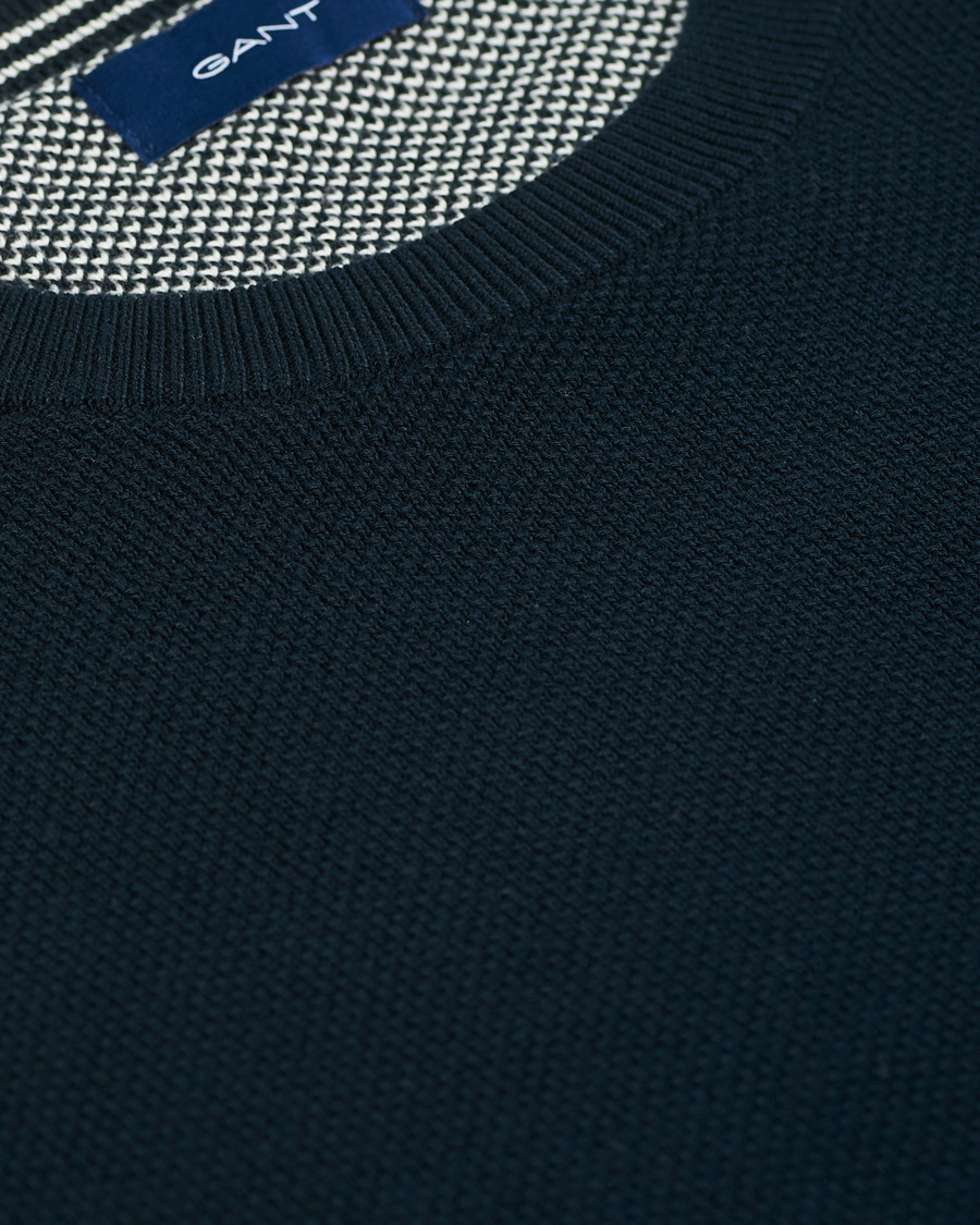 Herre | Gensere | GANT | Cotton Pique Crew Neck Eavning Blue
