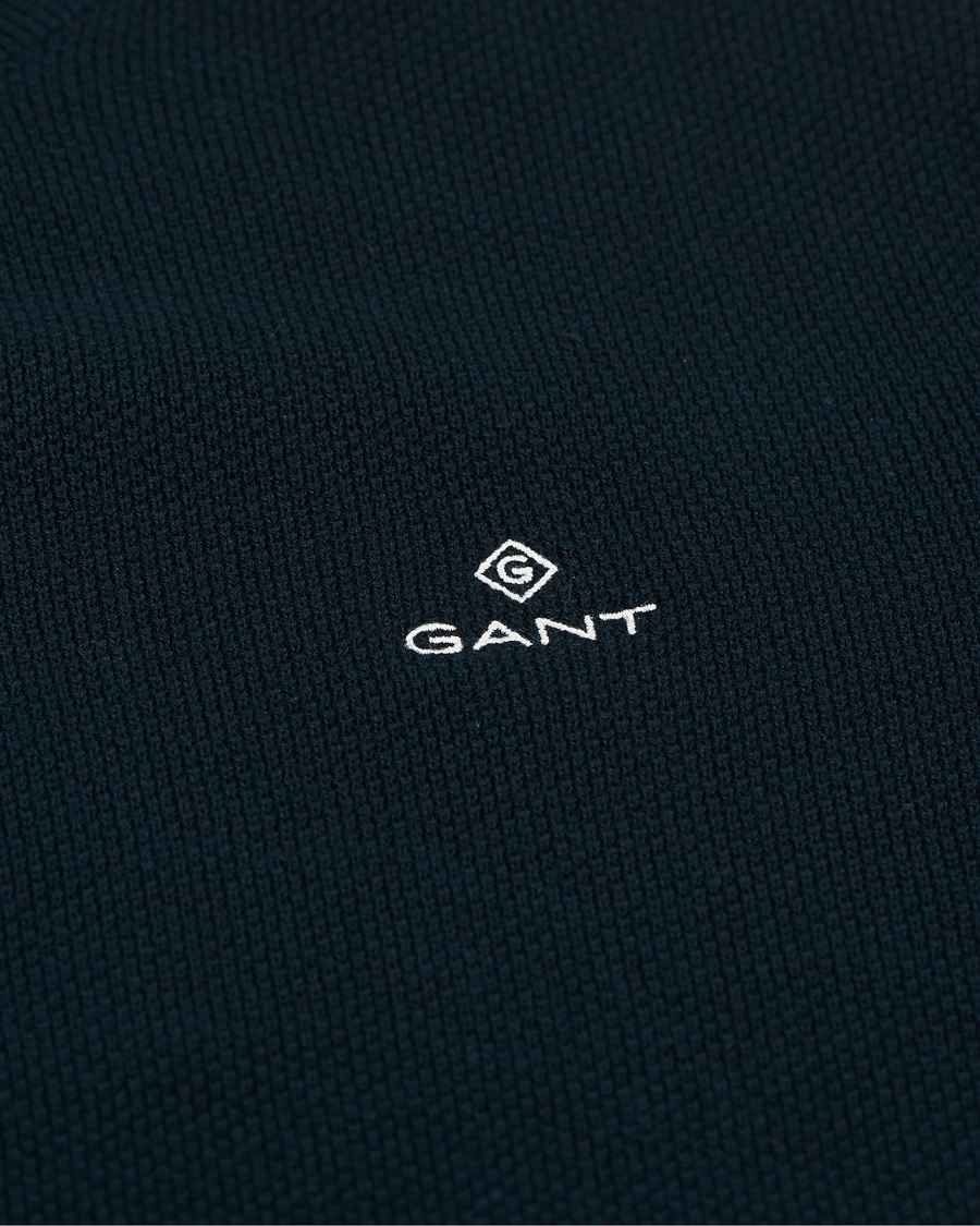 Herre | Gensere | GANT | Cotton Pique Crew Neck Eavning Blue