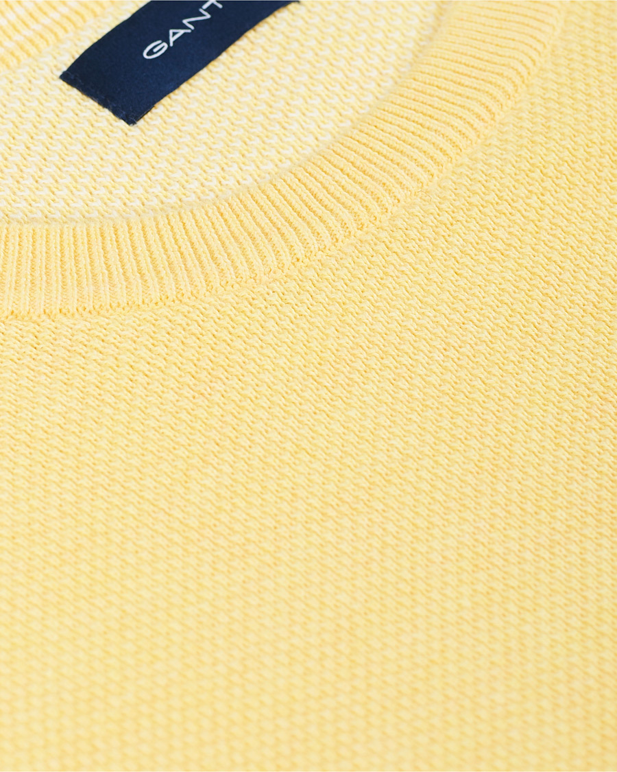 Herre | Gensere | GANT | Cotton Pique Crew Neck Sweater Brimstone Yellow