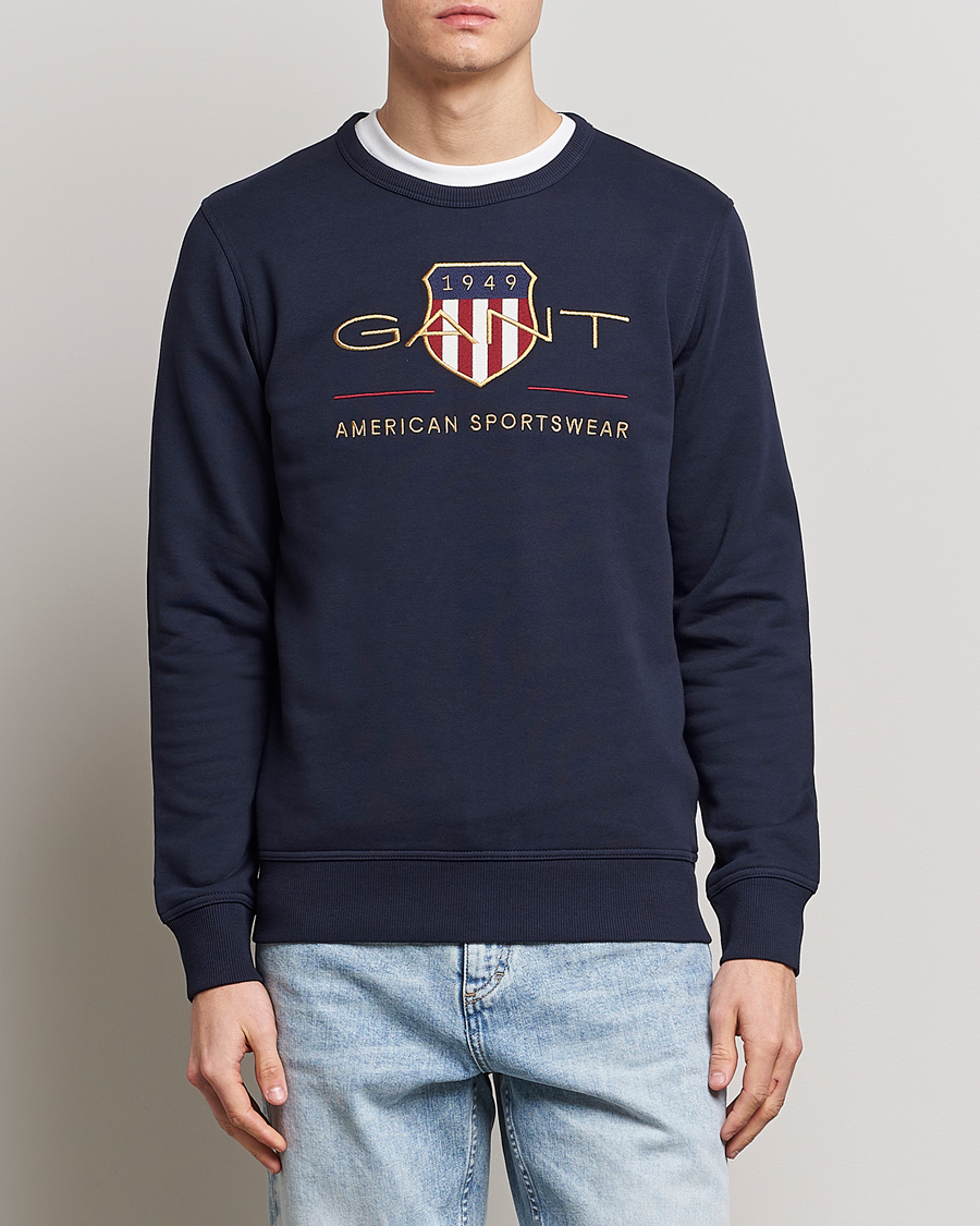 Herre |  | GANT | Archive Shield Crew Neck Sweatershirt Evening Blue