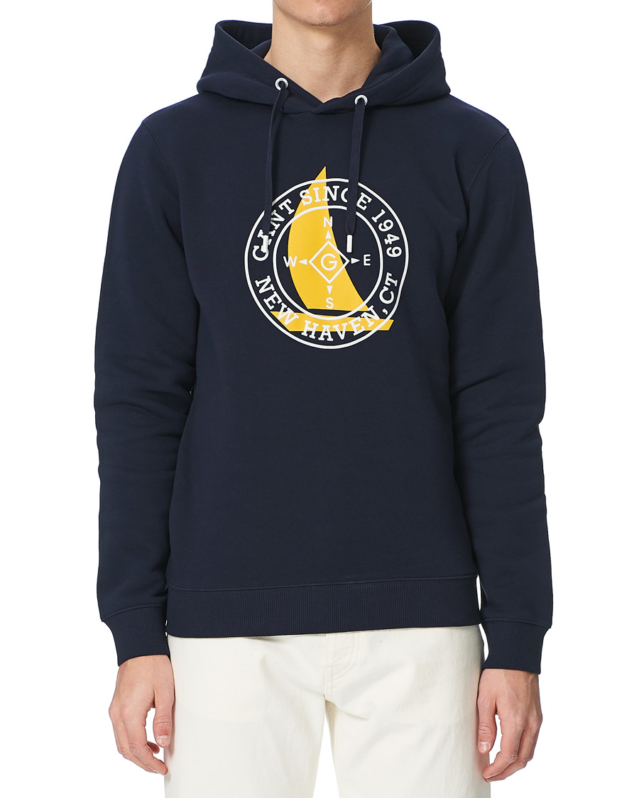 Herre | Gensere | GANT | Nautical Logo Hoodie Evening Blue