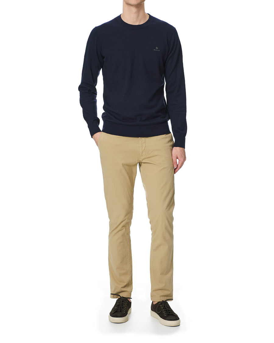 Herre | Gensere | GANT | Cotton/Cashmere Crew Neck Pullover Evening Blue