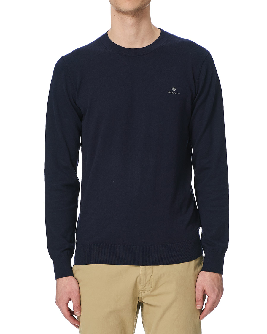 Herre | Gensere | GANT | Cotton/Cashmere Crew Neck Pullover Evening Blue