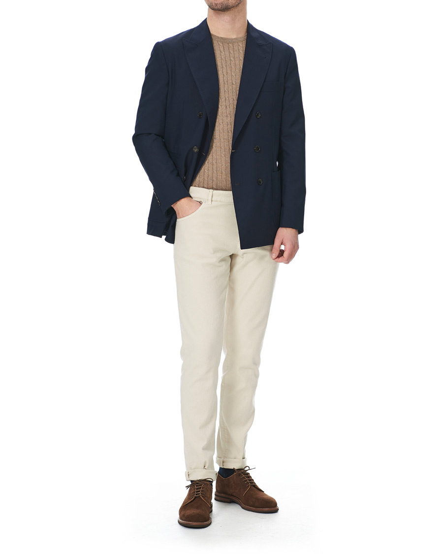 Herre | Dressjakker | Brunello Cucinelli | Super 120s Wool Double Breasted Blazer Navy