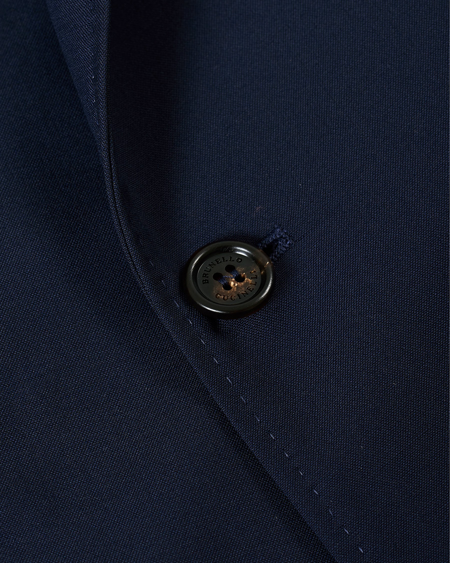 Herre | Dressjakker | Brunello Cucinelli | Super 120s Wool Double Breasted Blazer Navy
