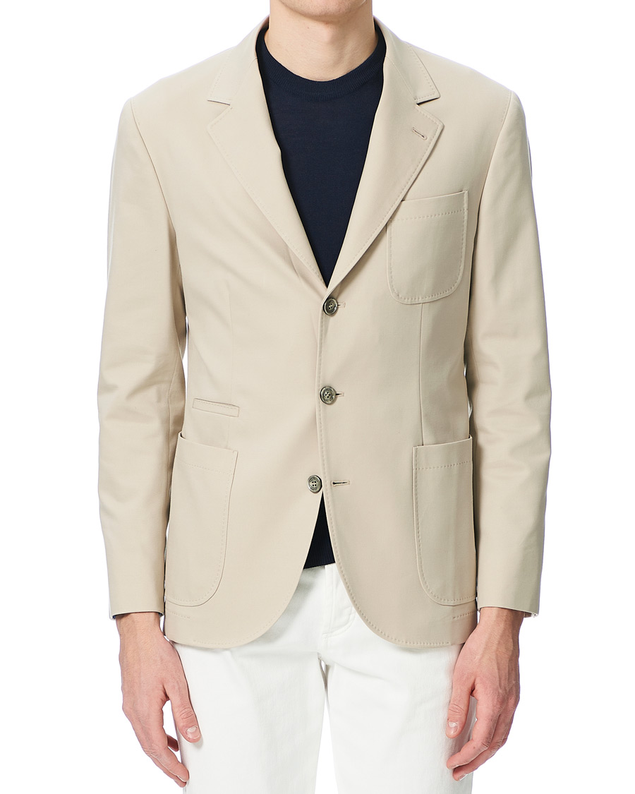 Herre | Dressjakker | Brunello Cucinelli | Cotton Gabardine Patch Pocket Blazer Sand