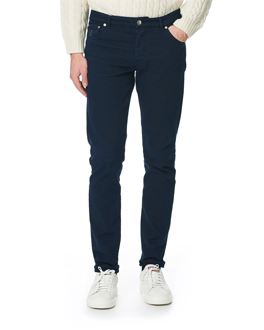 Herre | 5-lommersbukser | Brunello Cucinelli | Slim Fit 5-Pocket Twill Pants Navy