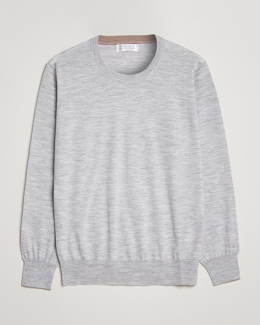 Herre | Gensere | Brunello Cucinelli | Cashmere/Wool Crew Neck Sweater Light Grey