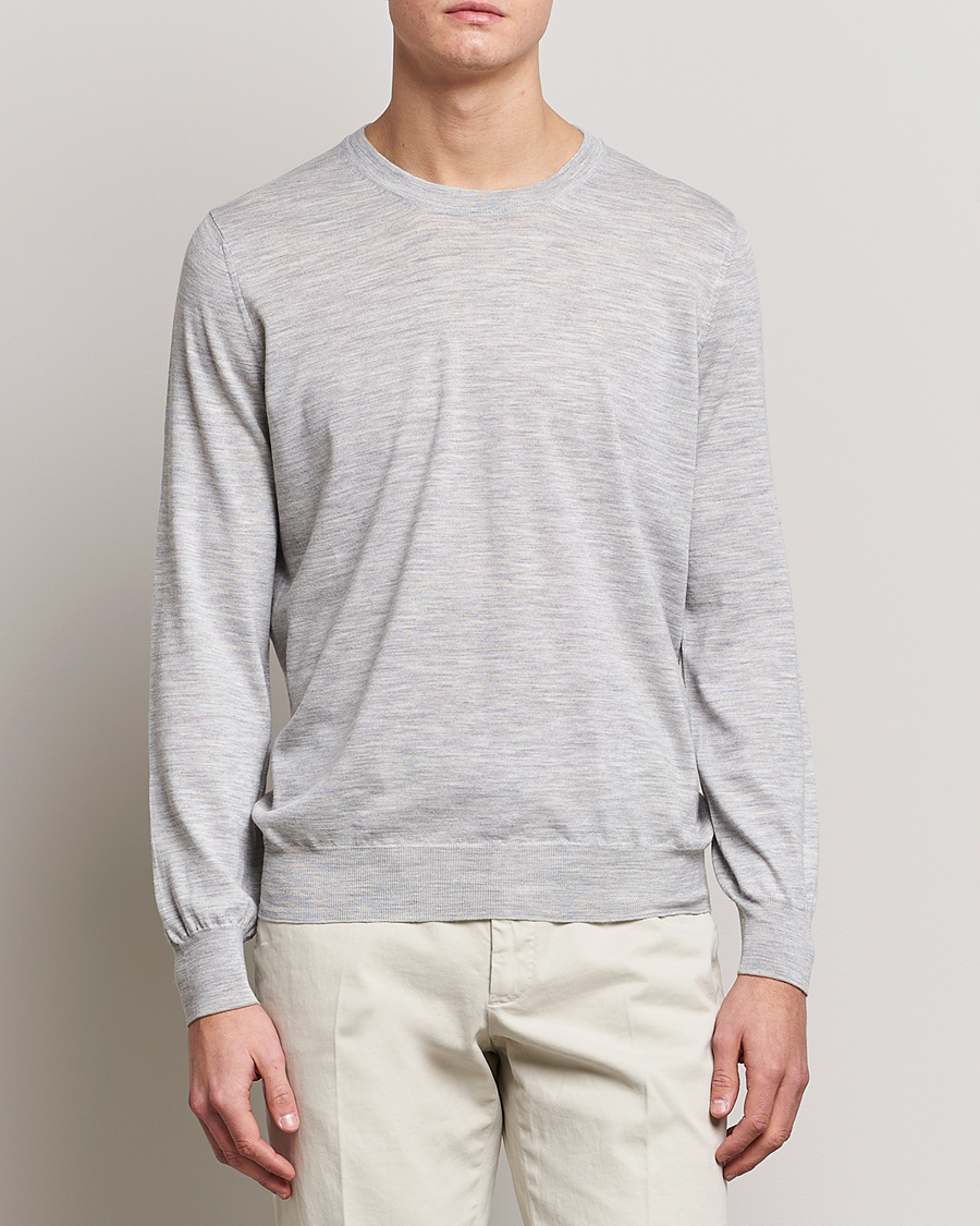 Herre | Pullovers rund hals | Brunello Cucinelli | Cashmere/Wool Crew Neck Sweater Light Grey