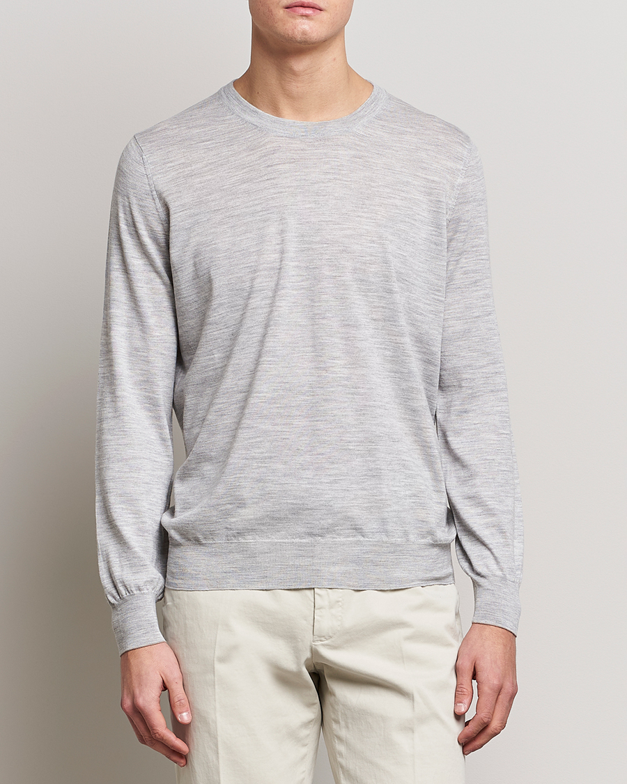 Herre | | Brunello Cucinelli | Cashmere/Wool Crew Neck Sweater Light Grey