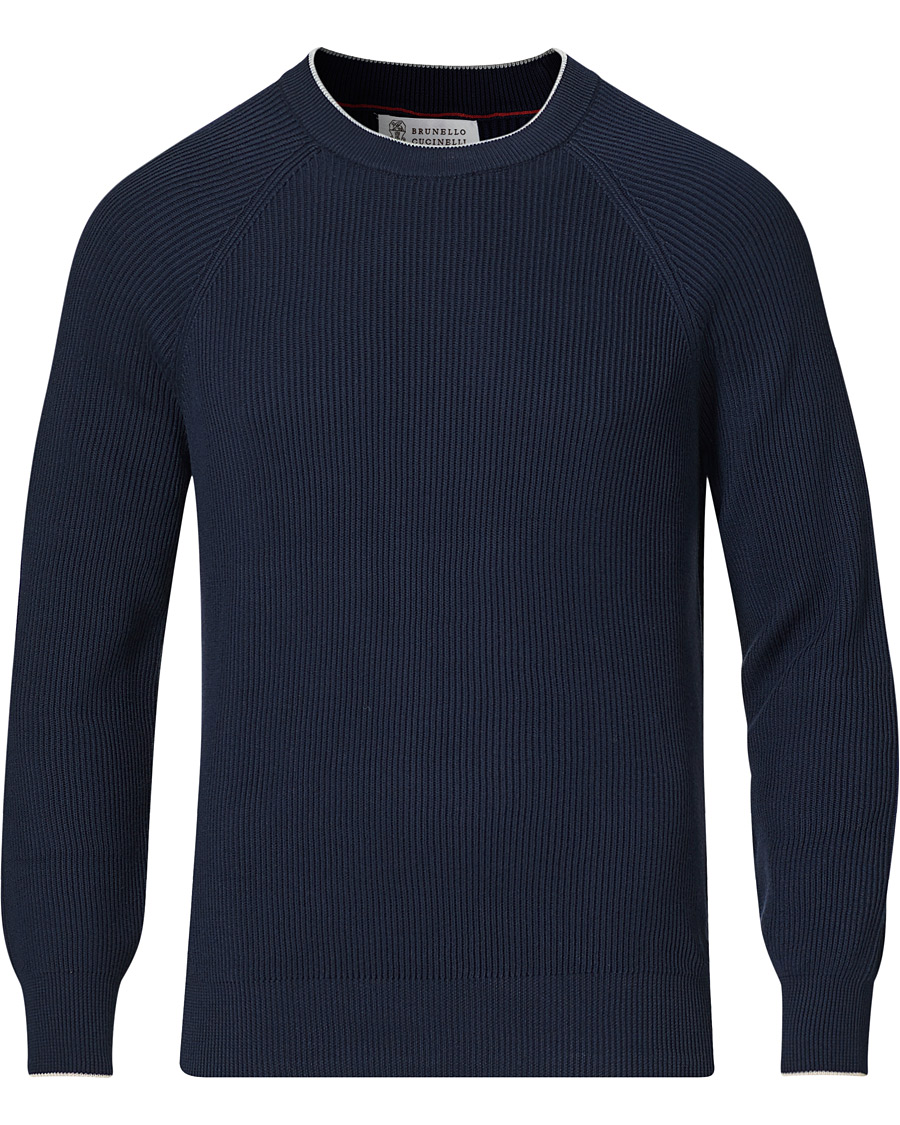 Herre | Gensere | Brunello Cucinelli | Rib Stitch Navy