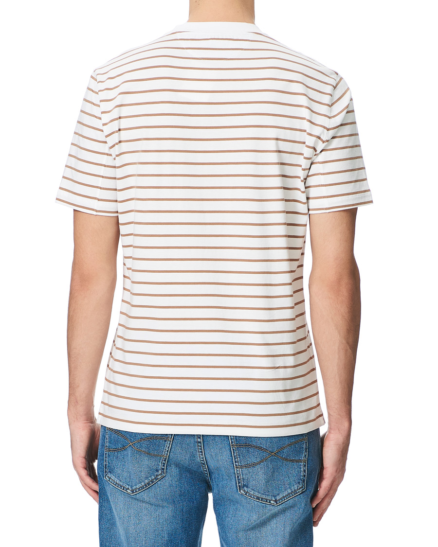 Herre | T-Shirts | Brunello Cucinelli | Breton Stripe Short Sleeve T-Shirt White/Brown
