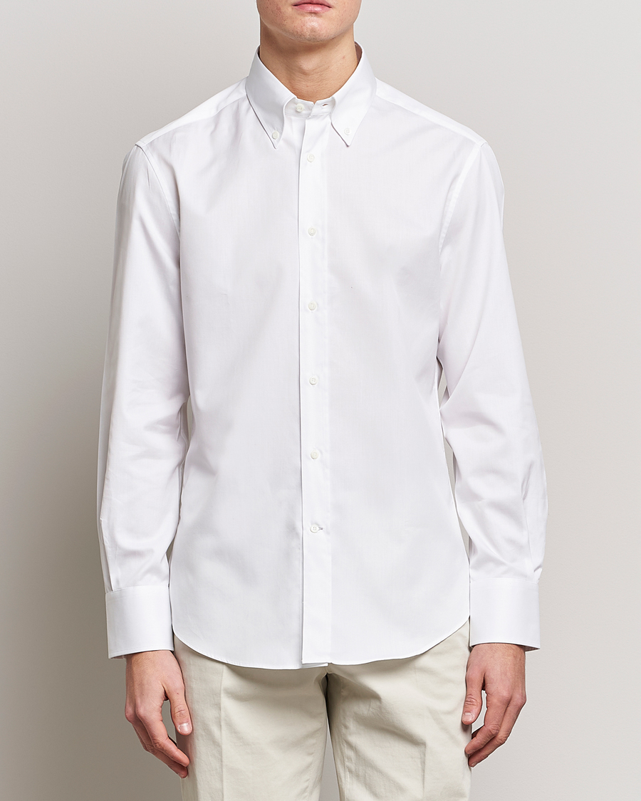 Herre | Quiet Luxury | Brunello Cucinelli | Slim Fit Button Down Shirt White