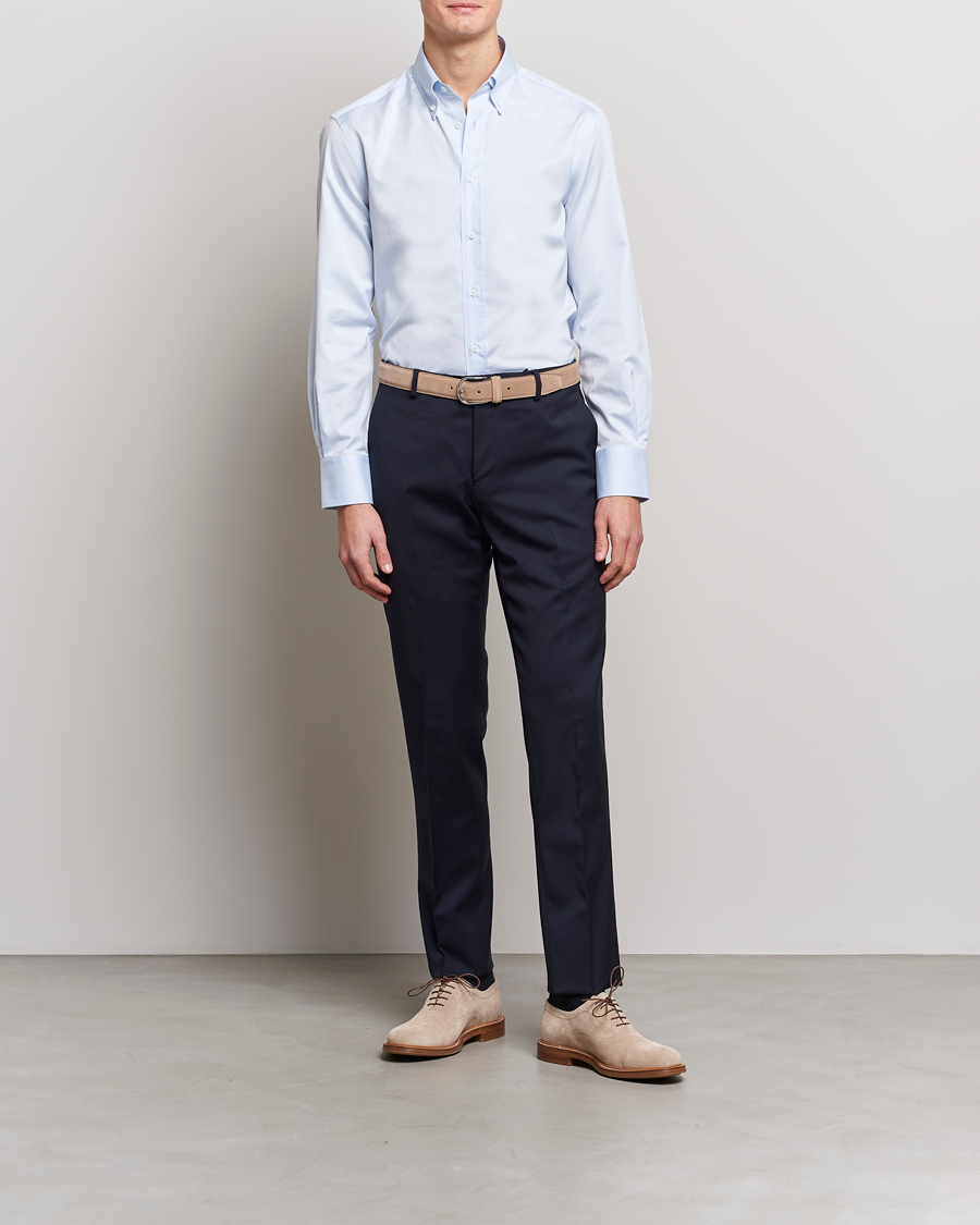 Herre | Skjorter | Brunello Cucinelli | Slim Fit Twill Button Down Shirt Light Blue