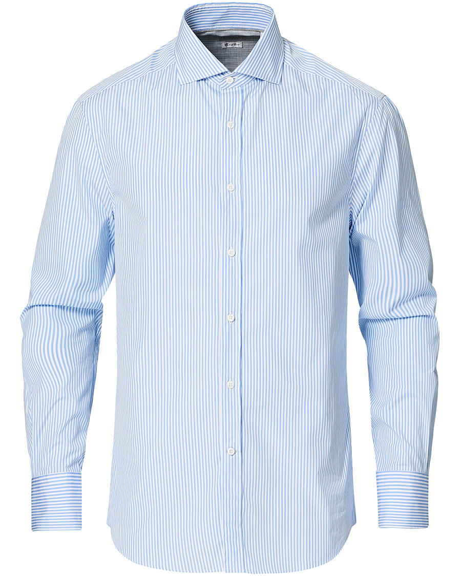 Herre | Skjorter | Brunello Cucinelli | Slim Fit Striped Poplin Shirt Light Blue