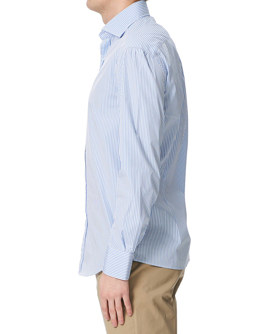 Herre | Skjorter | Brunello Cucinelli | Slim Fit Striped Poplin Shirt Light Blue
