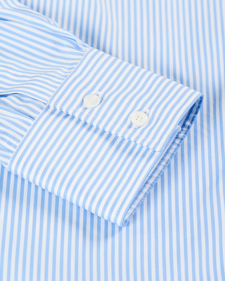 Herre | Skjorter | Brunello Cucinelli | Slim Fit Striped Poplin Shirt Light Blue